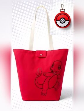 NWT Pokemon X Target Reuseable Tote Bag & Bag Charm Set
